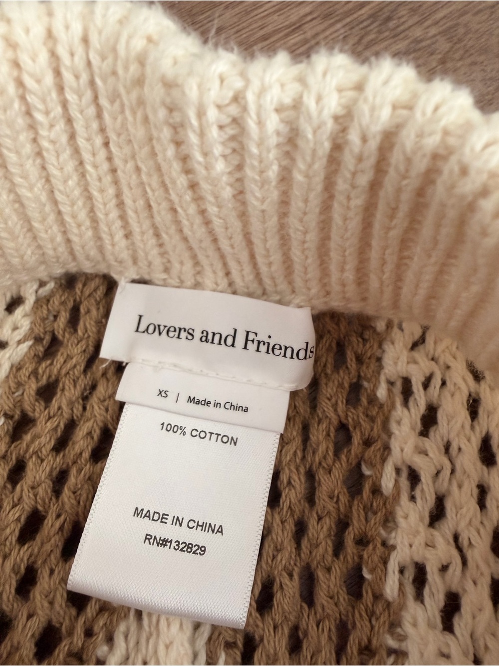 Kerim Stripe Pant in Ivory & Beige Stripe LOVERS AND FRIENDS sz XS crochet - Picture 9 of 11